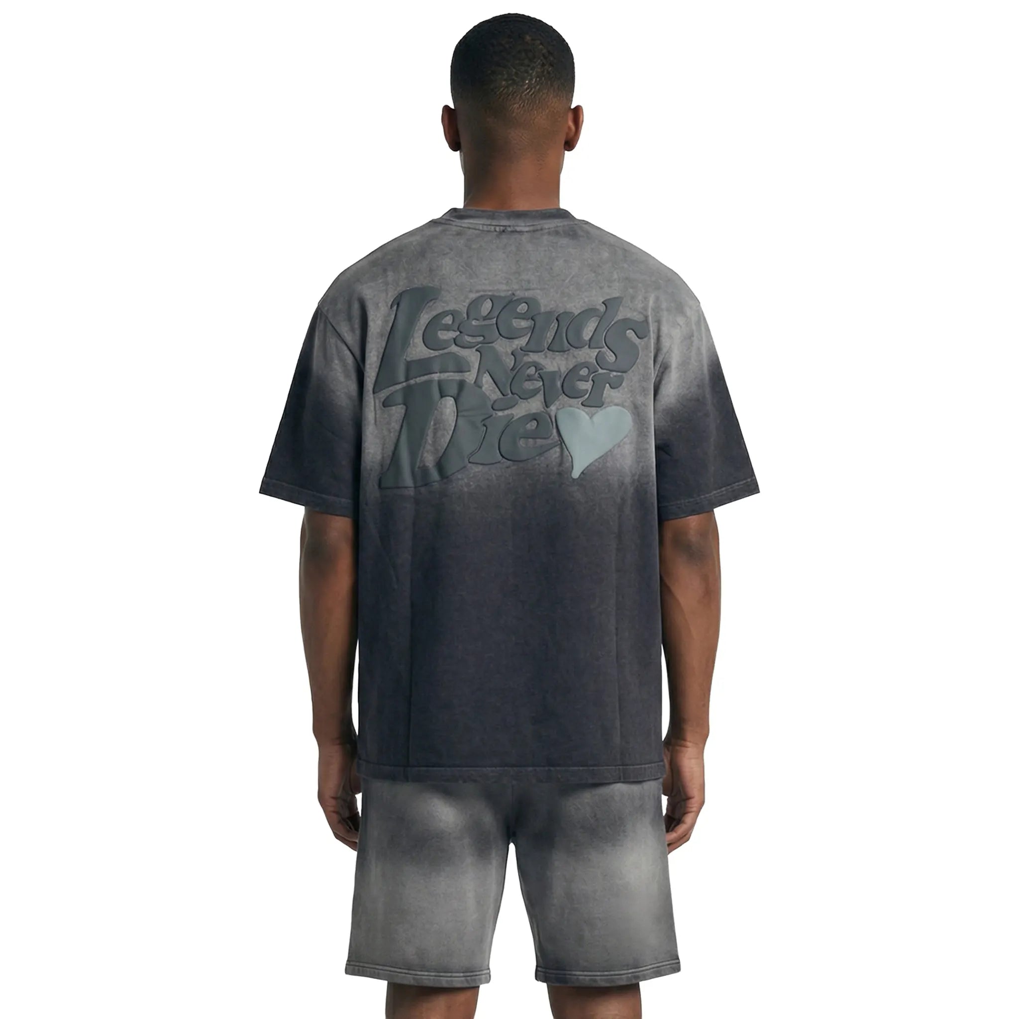 Back View of Légende Paris LND Gradient Charcoal Washed T-Shirt